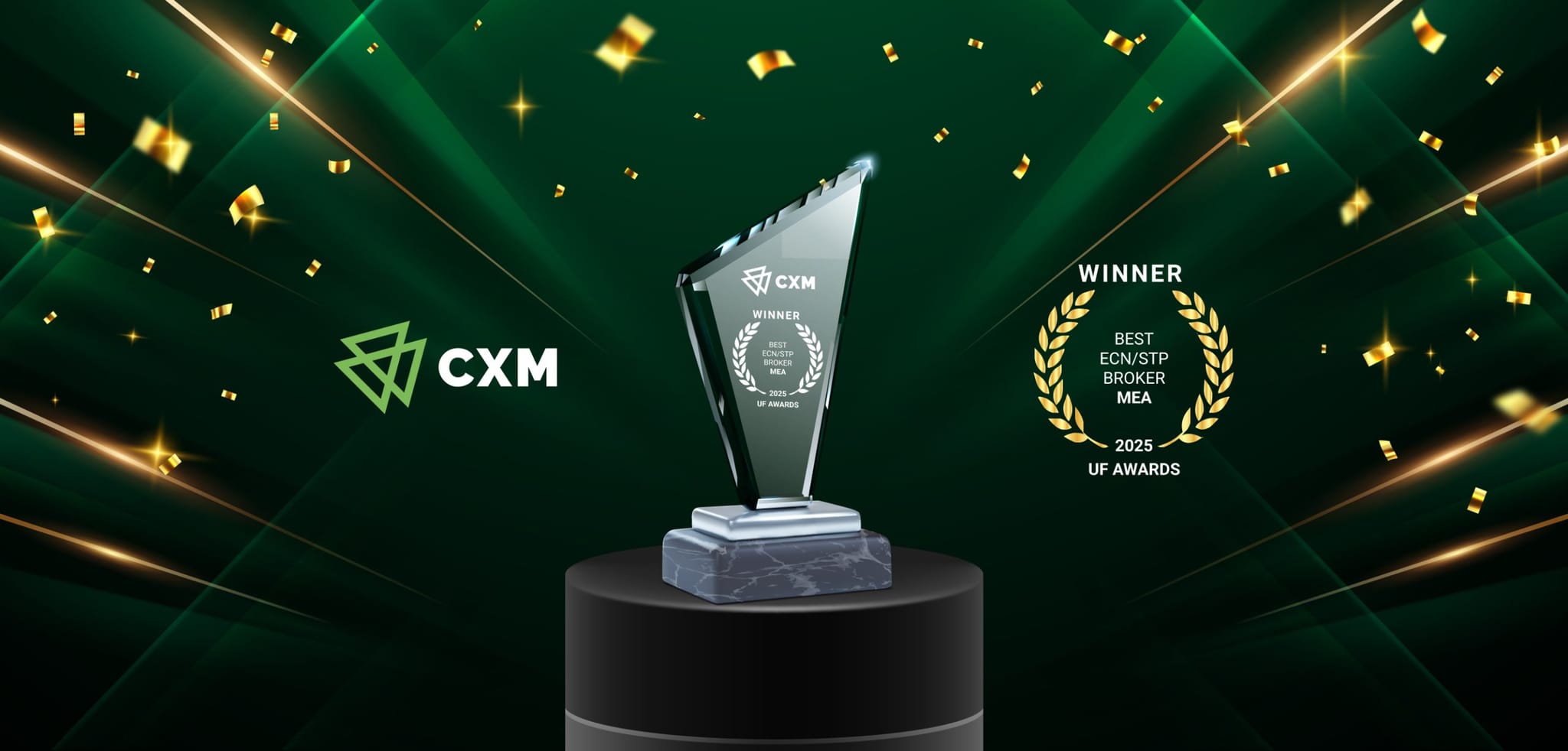 CXM ganha o prêmio de Melhor Corretora ECN/STP – MEA no Ultimate Fintech Awards 2025!
