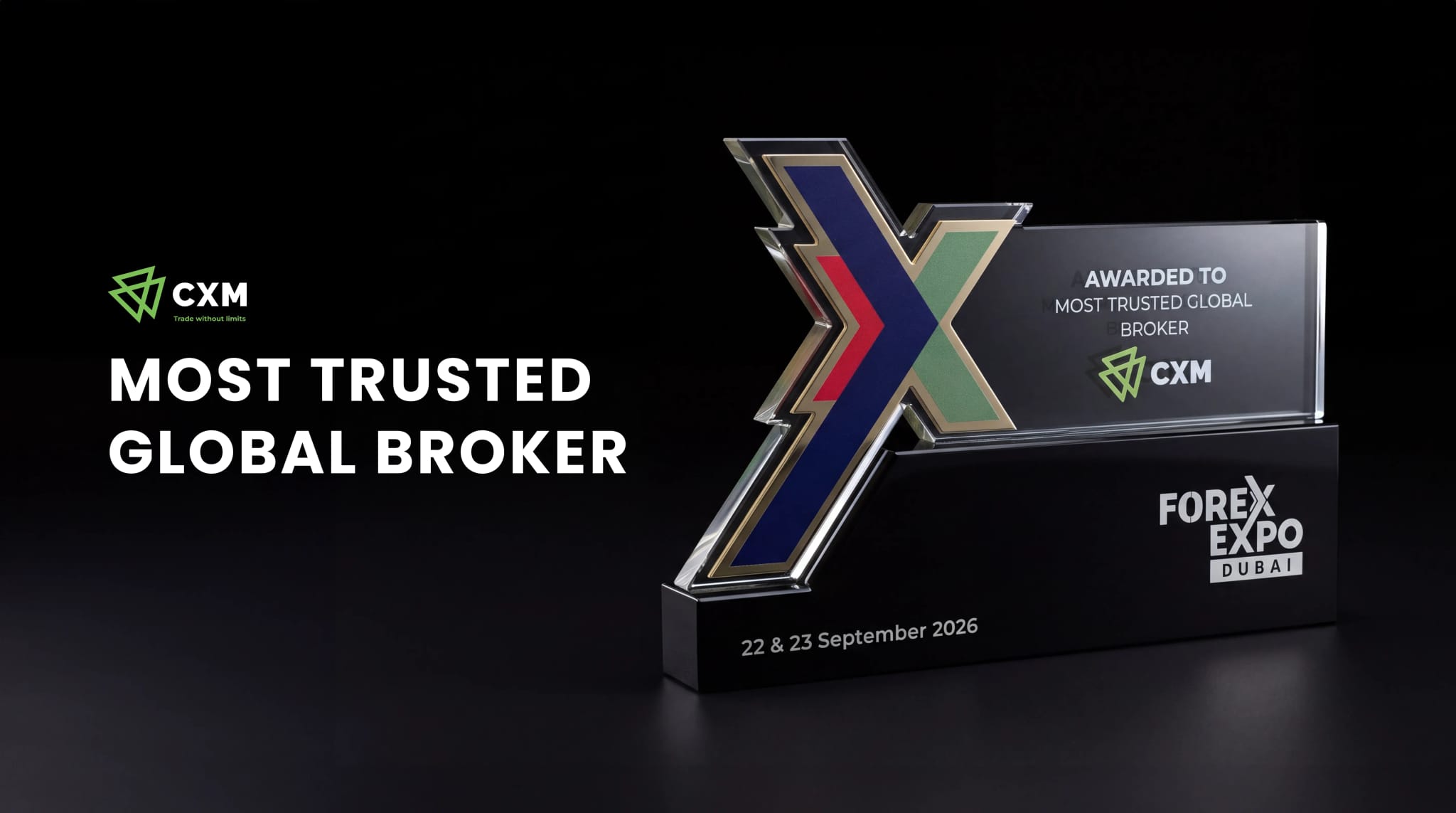 CXM conquista o prémio de Corretora Global Mais Confiável na Forex Expo Dubai 2026